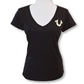 True Religion Women's Gold Metallic Buddha  Logo Graphic Print Cotton T-Shirt