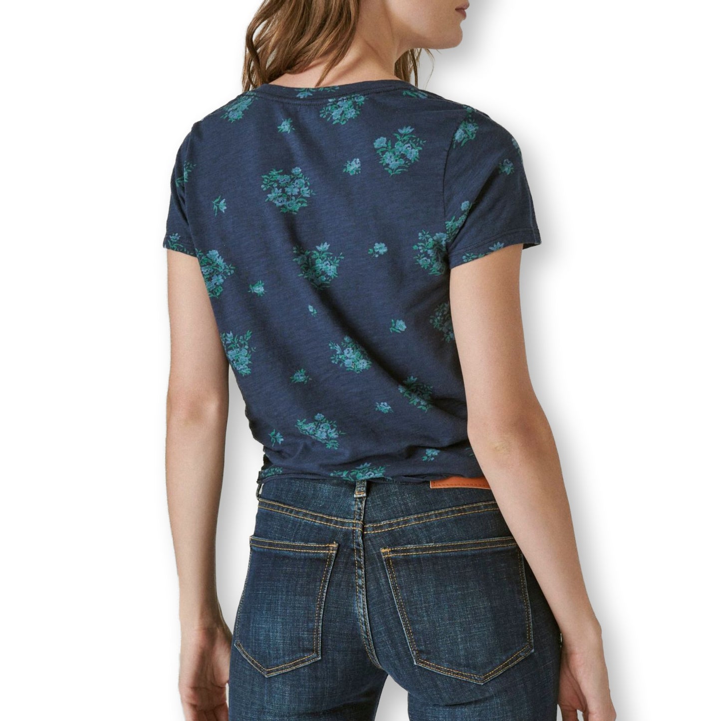 Lucky Brand Twist Front Floral Print Cotton T-Shirt