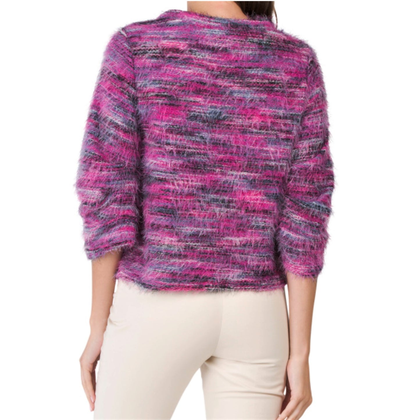 VINCE CAMUTO Mock Neck Eyelash Snit Top Fuzzy Sweater