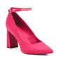 Marc Fisher Ankle Chain Buckle Block Faux Suede High Heels