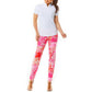 IBKUL Women's Pascha Floral Print Stretch Tummy Control UPF 50+ Ankle Pants