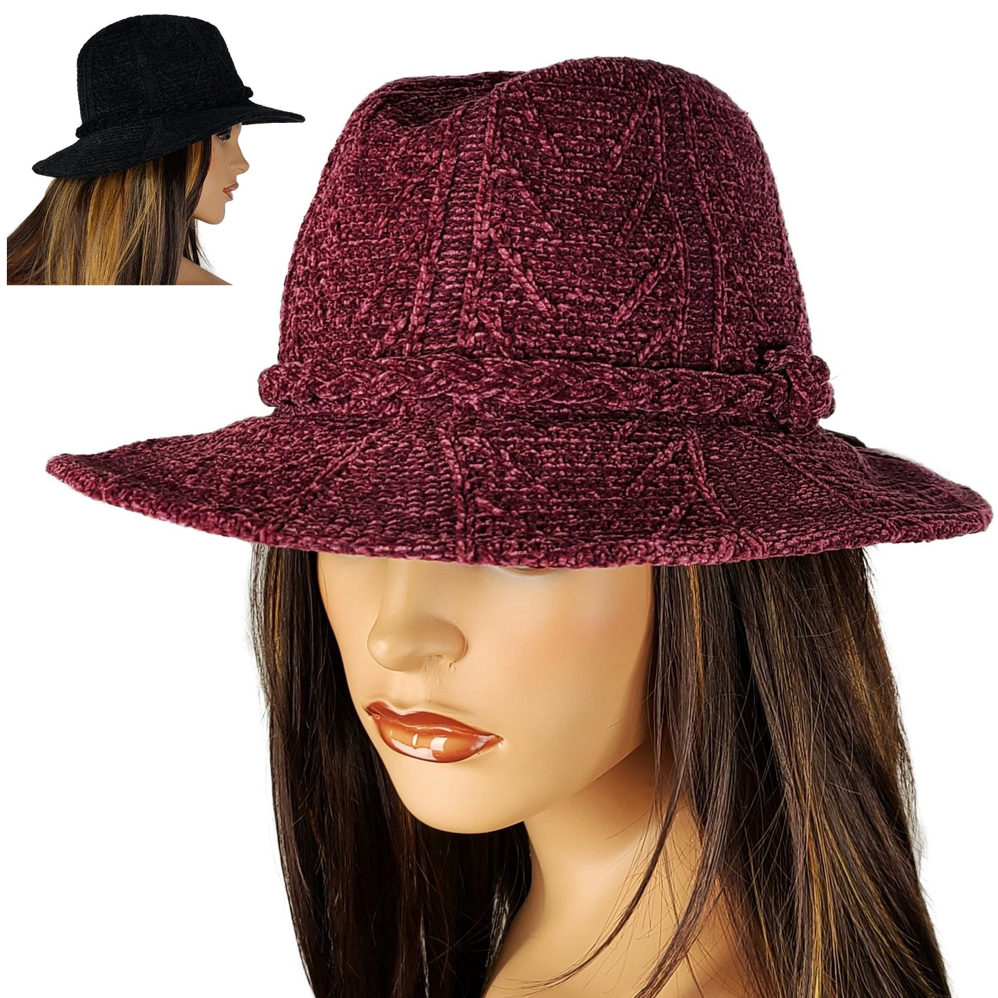 Four Buttons San Diego Texture Knit Pattern Fedora Hat