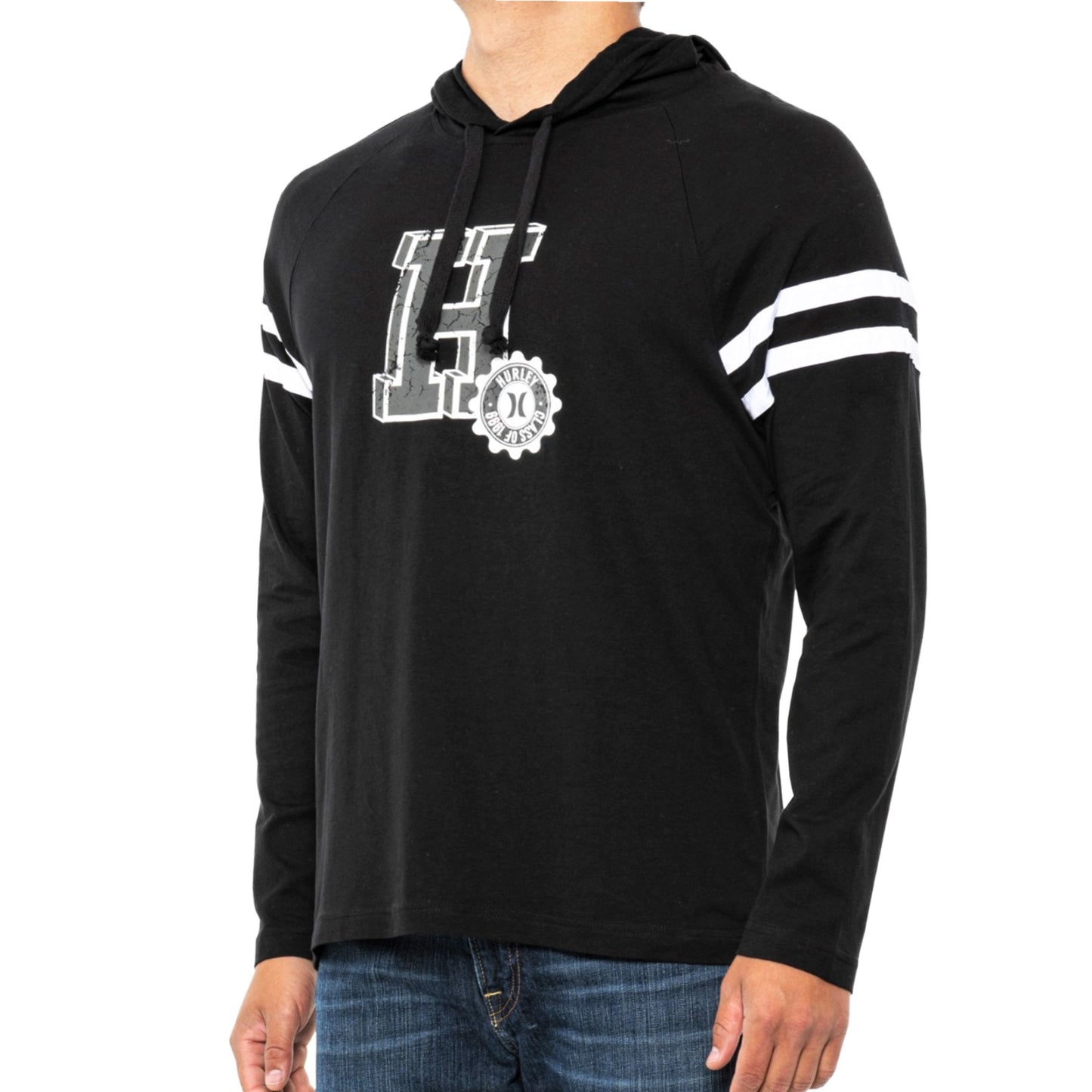 Hurley Graphic Logo Print Lightweight Cotton Long Sleeve T-Shirt Hoodie