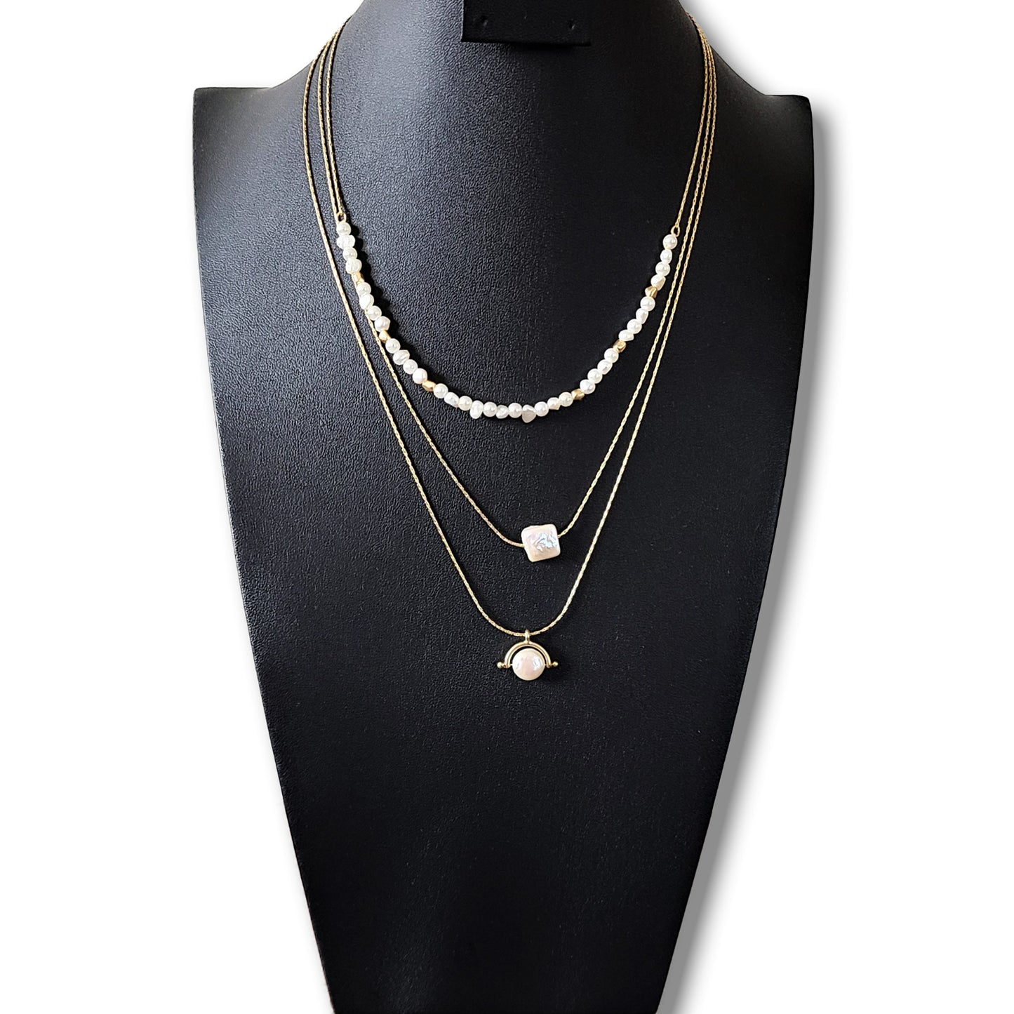LUCKY BRAND Layered Pearl 3 Strand Necklace