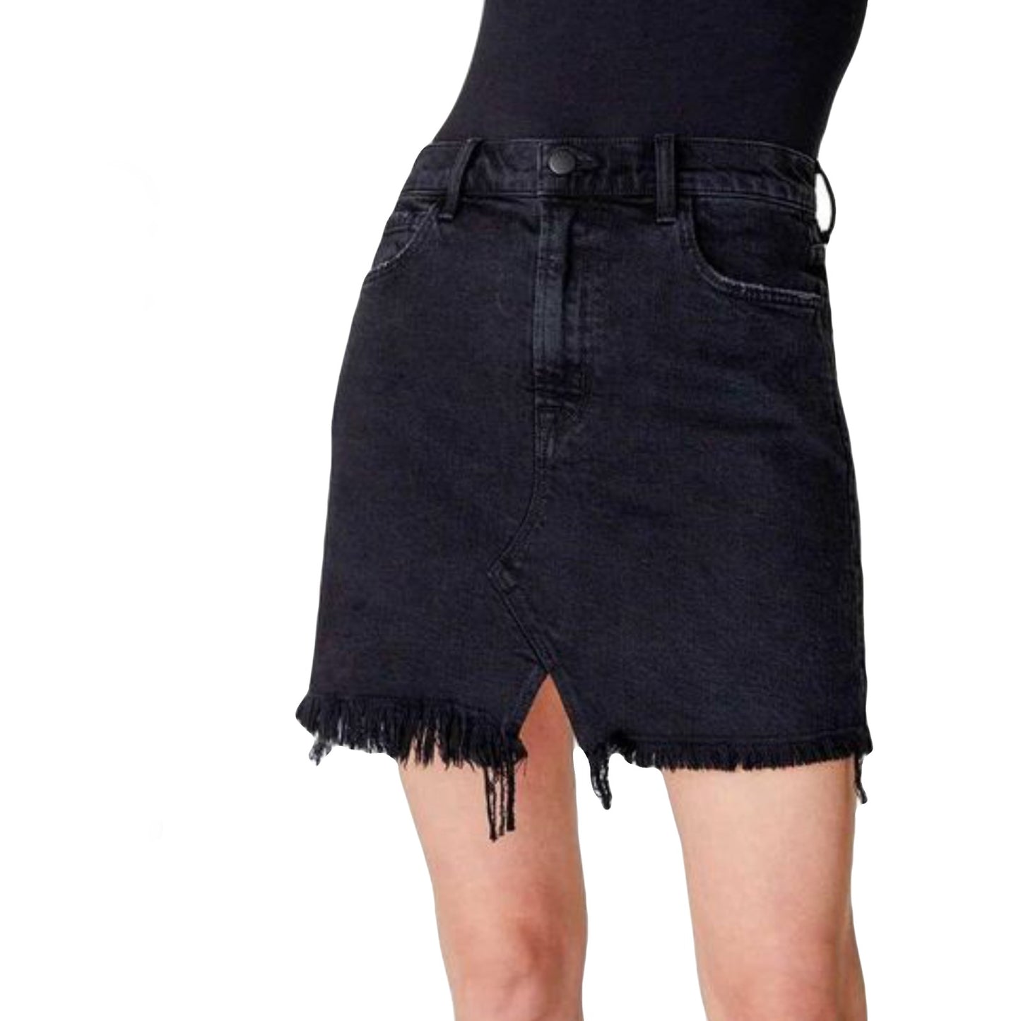 J Brand Women's Black Jules High Rise Frayed Hem Mini Skirt