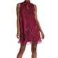 London Times Women's Tiger Print High Neck Swing Mini Dress