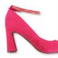 Marc Fisher Ankle Chain Buckle Block Faux Suede High Heels