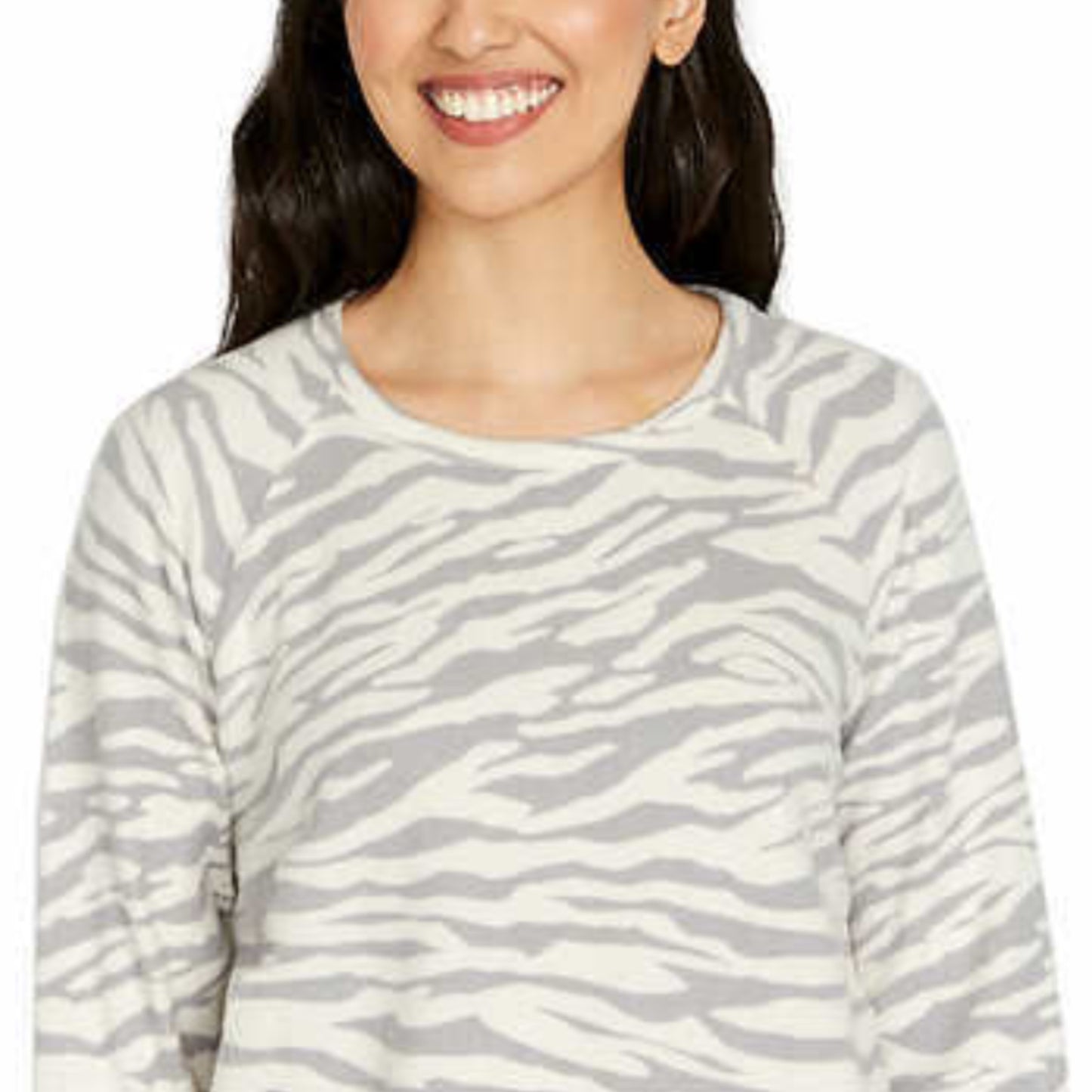 Buffalo Ultrasoft Silver Zebra Print Cozy Top Sweatshirt