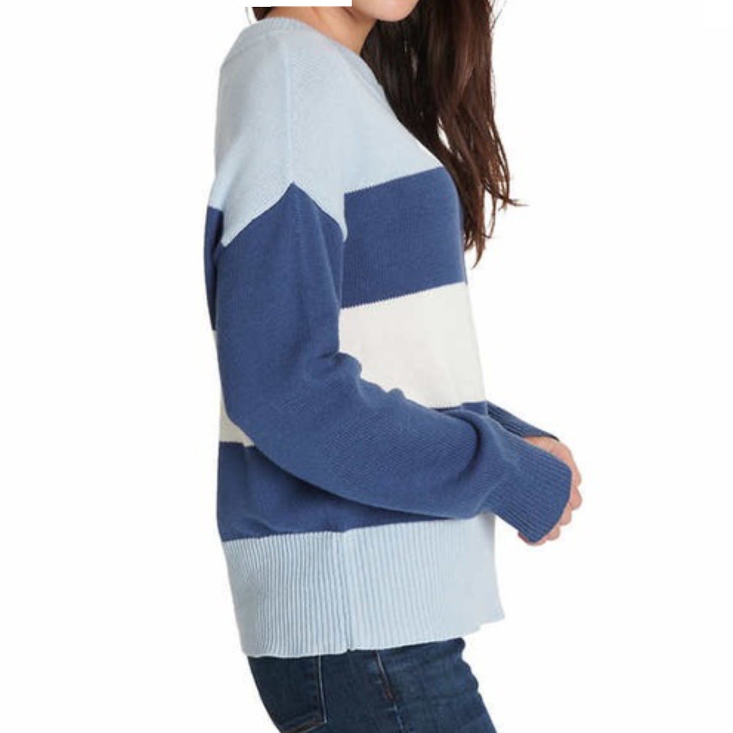 Lucky Brand Cozy Soft Cotton Blend Colorblock Sweater