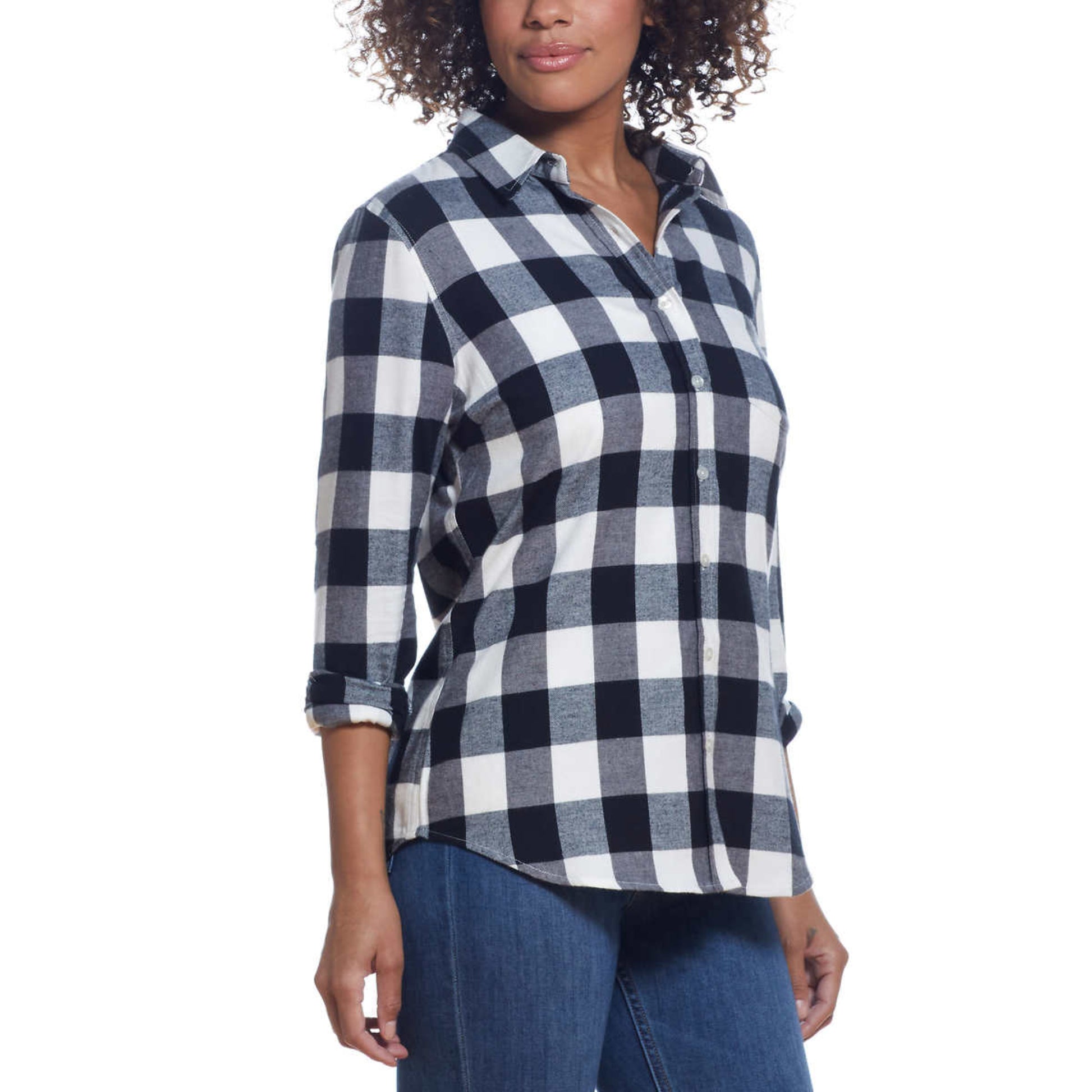 Weatherproof Vintage Ladies' Flannel Shirt Black 11111.jpg