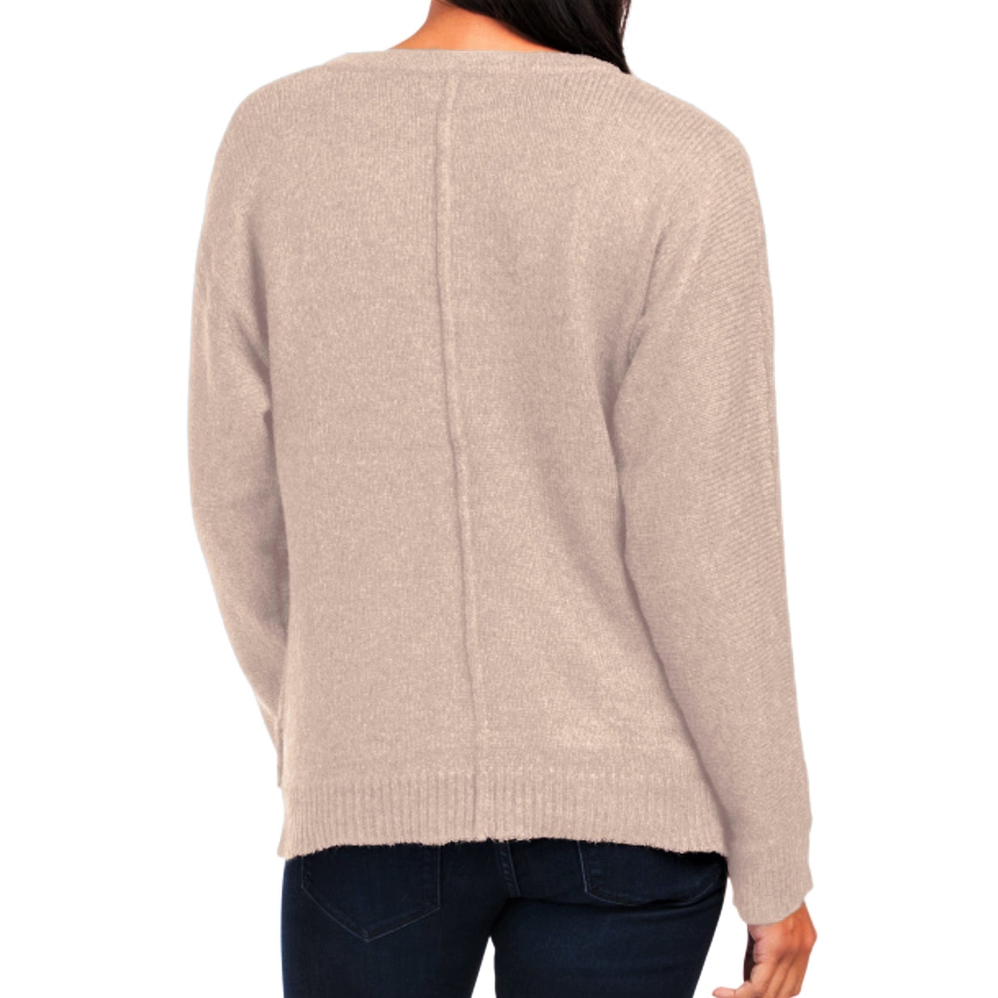 Rachel Zoe Soft Lightweight Knit Hi-low hem V-neck Exposed Seam Sweater