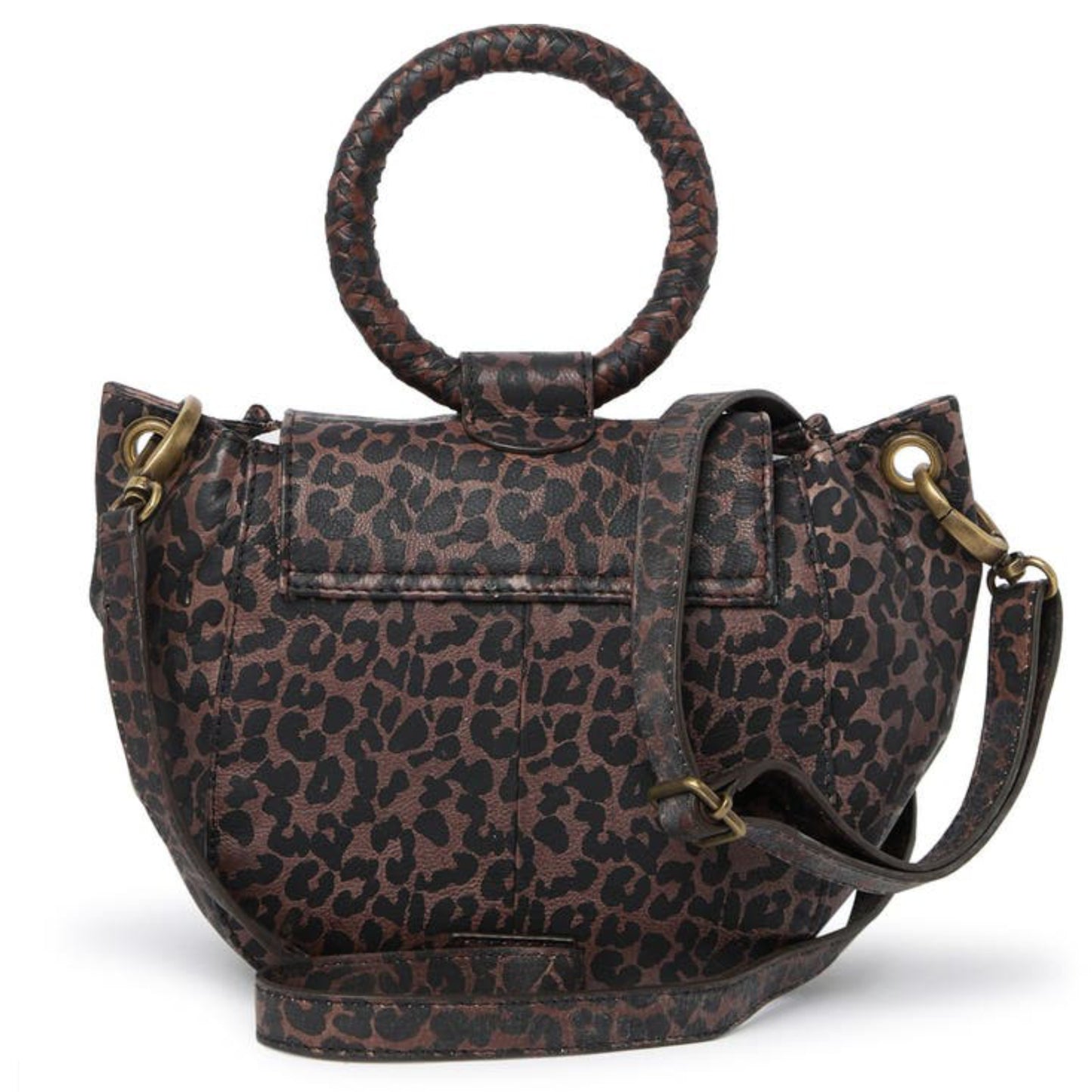 FRYE Maddie Leather Leopard Print O-Ring Crossbody Bag