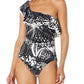 Profile By Gottex Women's  Marbella One Shoulder Ruffle Floral One-piece Swimsuit
