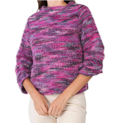 Vince Camuto Women's Mock Neck Eyelash Knit Top Fuzzy Sweater