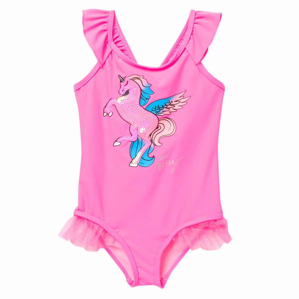 Betsey Johnson Pink Unicorn Sequin One-Piece Swimsuit