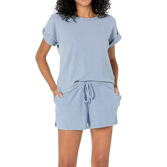 Lucky Brand Ultra Soft Ribbed Hacci T-Shirt and Shorts Lounge PJ Set