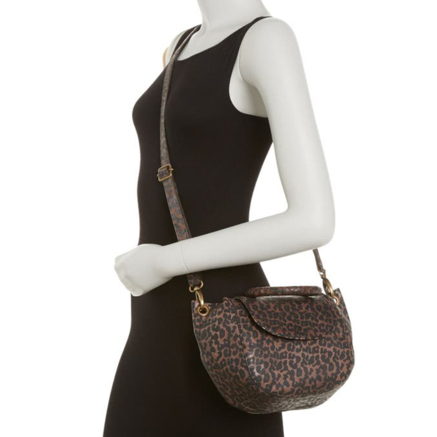 FRYE Maddie Leather Leopard Print O-Ring Crossbody Bag