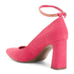 Marc Fisher Ankle Chain Buckle Block Faux Suede High Heels