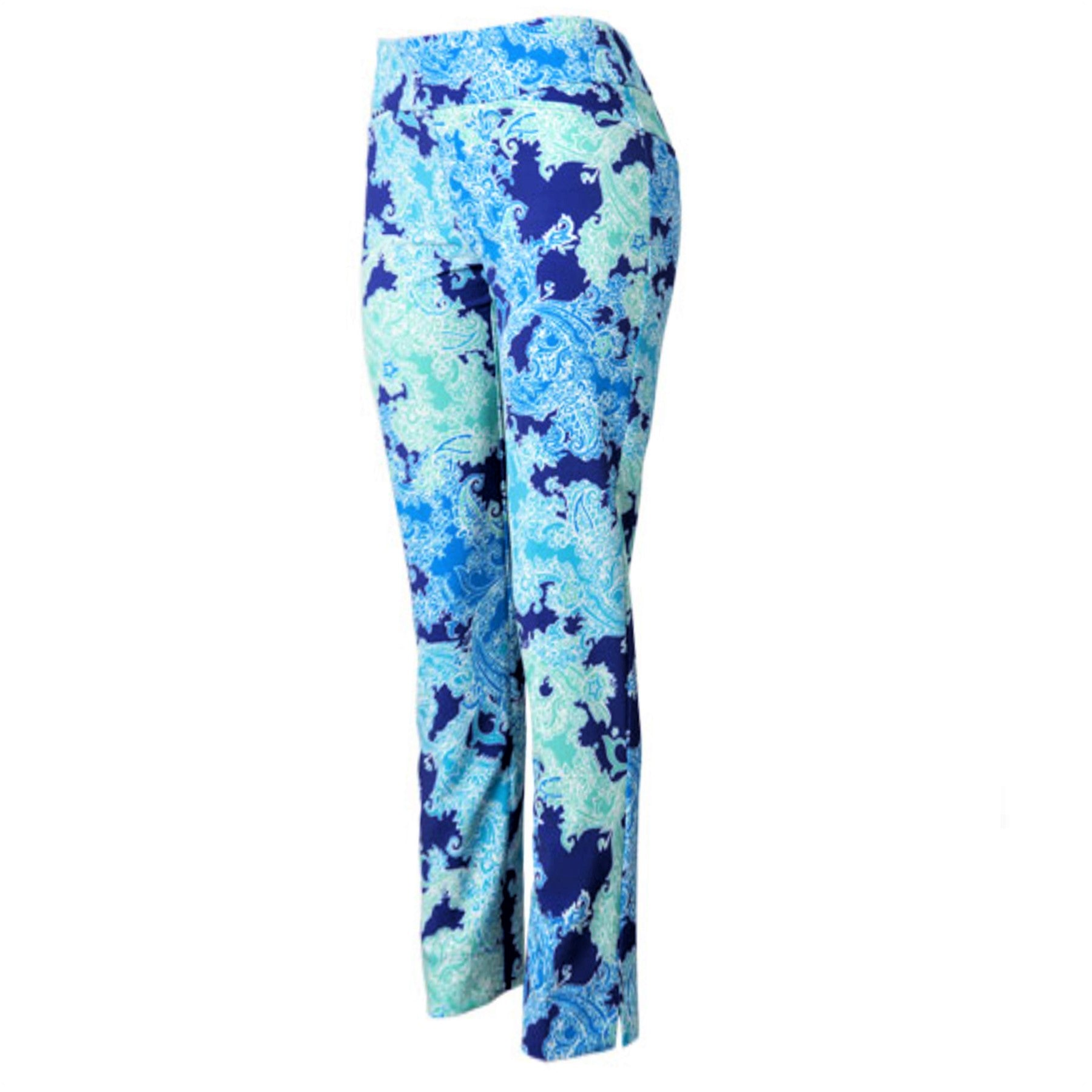 IBKUL Women's Pascha Floral Print Stretch Tummy Control UPF 50+ Ankle Pants