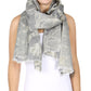 Pashmina Frayed Metallic Floral Print Shawl Evening Wrap
