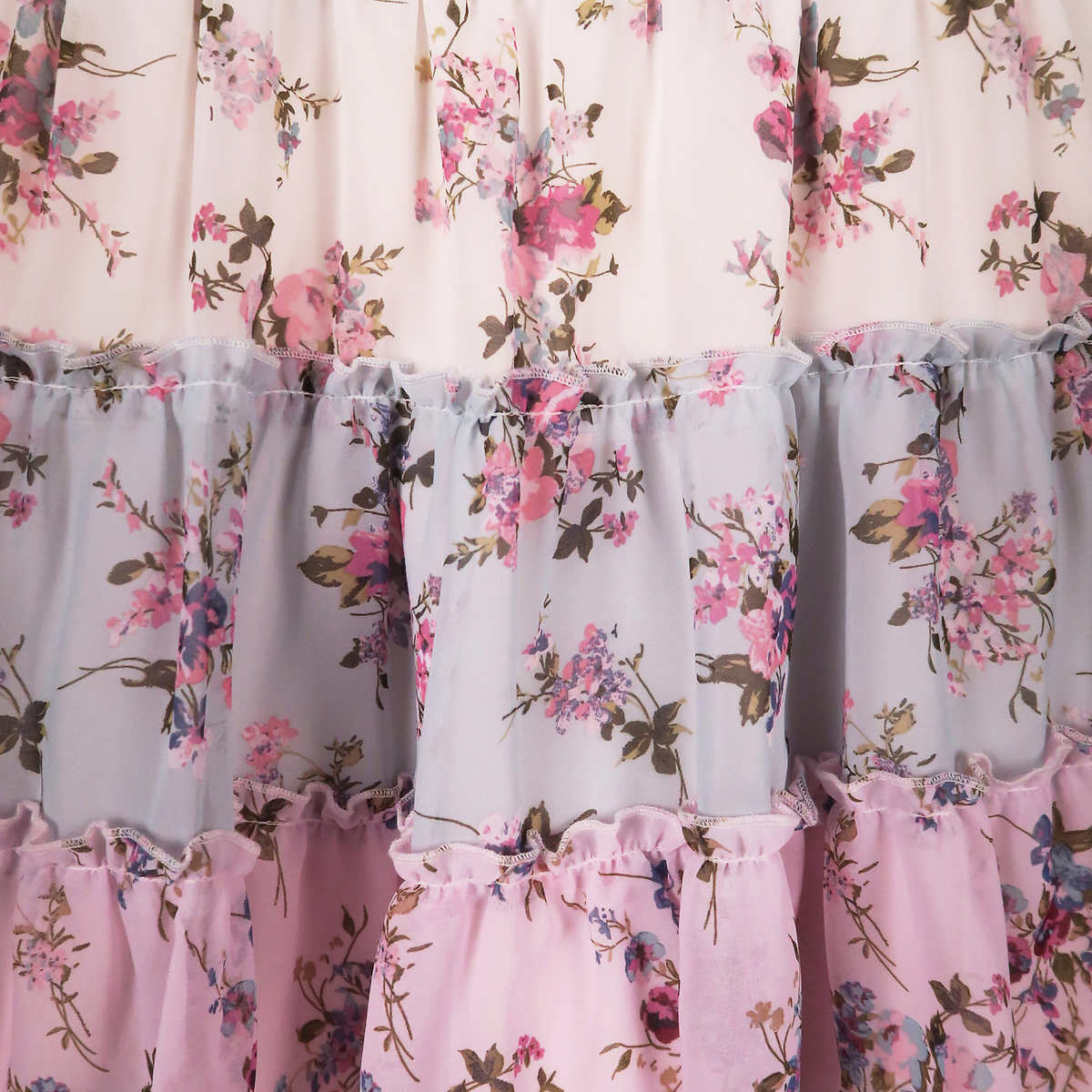 Zunie Big Girl's' Mix Media Floral Print Denim Dress