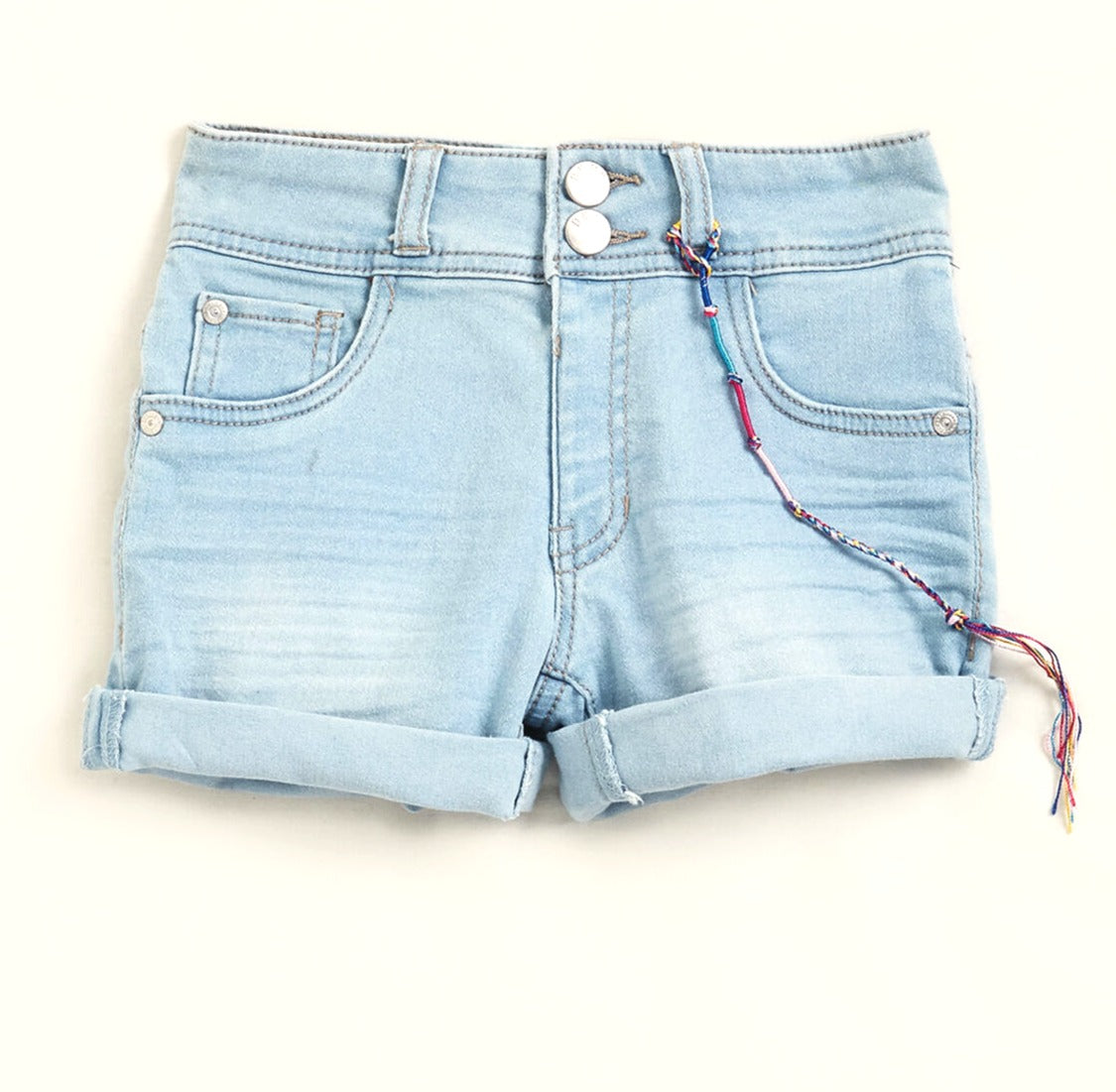 DKNY (Girls 7-16) Denim Cuffed Tassel Shorts