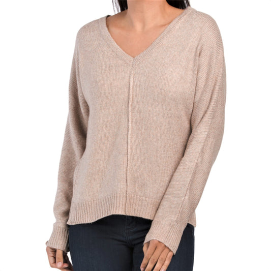 Rachel Zoe Soft Lightweight Knit Hi-low hem V-neck Exposed Seam Sweater