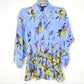 Vertigo Women's Floral Print Smocked Waist Kimono Sleeve Button Front Chiffon Blouse