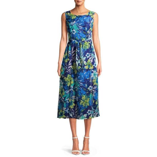 Evan Picone Women's Sleeveless Midi Dress with Rouched Belt, Size: 10