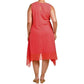 Cynthia Rowley Plus Linen Shark Bite Hem Square neck Pocket Midi Dress