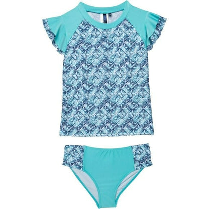 AQUA ET SOL Girl's  UPF 50+ Rash Guard and Bikini Bottoms Swim Set
