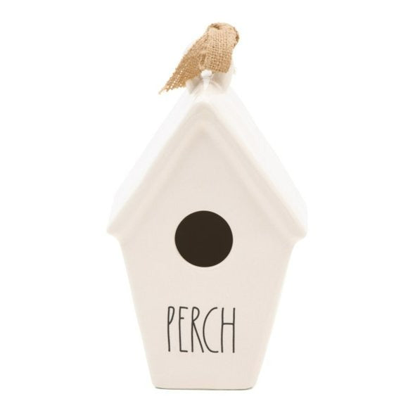 RAE DUNN Tapered Perch Ceramic Birdhouse