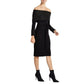 Vince Camuto Women's Metallic Off the Shoulder and Cuffs Knit Cocktail Midi Dress
