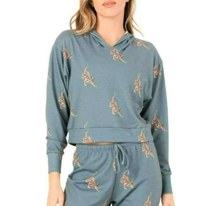 ONZIE Soft French Terry Crop Pale Cacti Tiger Hoodie and Joggers Collection