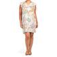 Tahari Plus Tropical Floral Print Linen Flutter Sleeve Shift Mini Dress