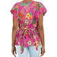 Rachel Zoe Floral Print Wrap Stile Tie Waistband Peplum Blouse Top