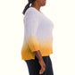 Adyson Parker Women's Plus 3/4 Sleeve Ombre Dip Dye Soft Cotton Blend Knit Sweater