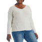 Adyson Parker Women's Plus Cozy V-Neck Soft Knit Inverted Seam Pullover Sweater