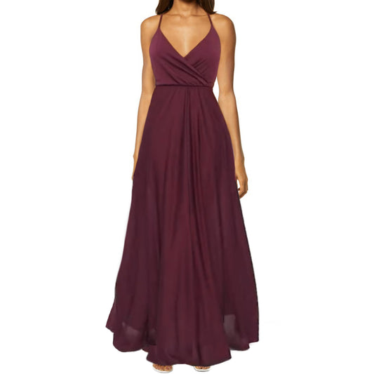 Women's Women's Wrap Front Cami Straps Tie Back Maxi Dress