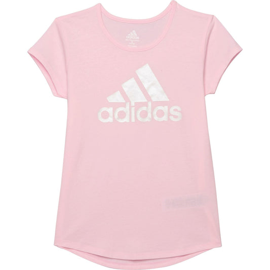 Adidas Big Girl's Shimmery Logo Graphic Pint Cotton Active T-Shirt