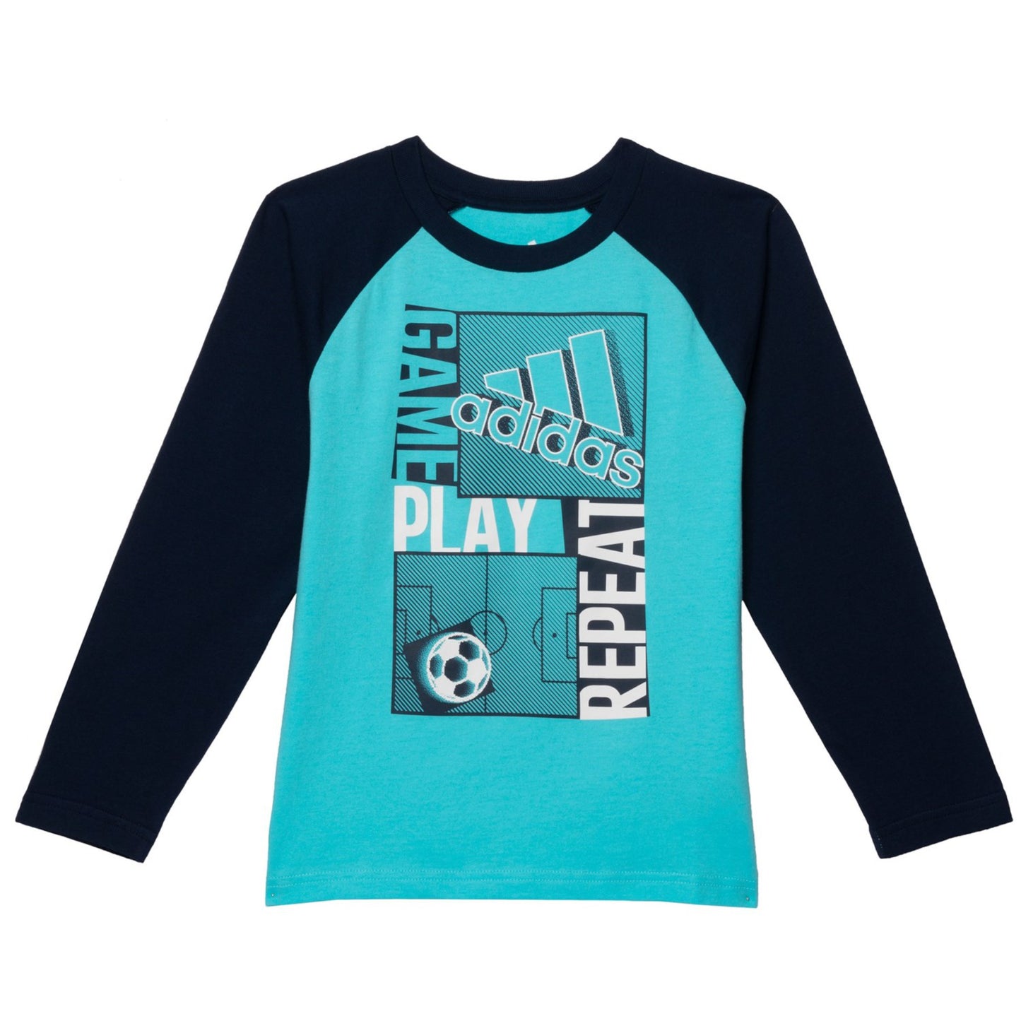 Adidas Boy's Play Game Graphic Print Raglan Long Sleeve Tee Casual Active T-Shirt