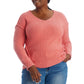 Adyson Parker Women's Plus Cozy V-Neck Soft Knit Inverted Seam Pullover Sweater