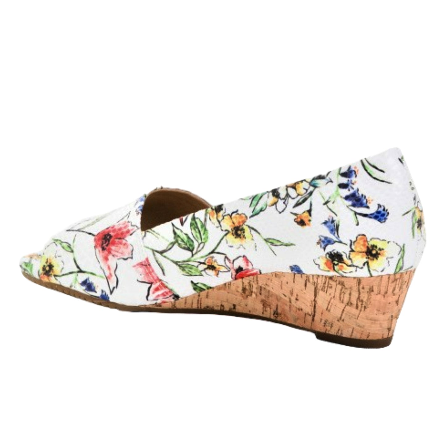 Aerosoles Women's Textured Floral Print Cork Wedge Heel Slide On Comfort Shoes