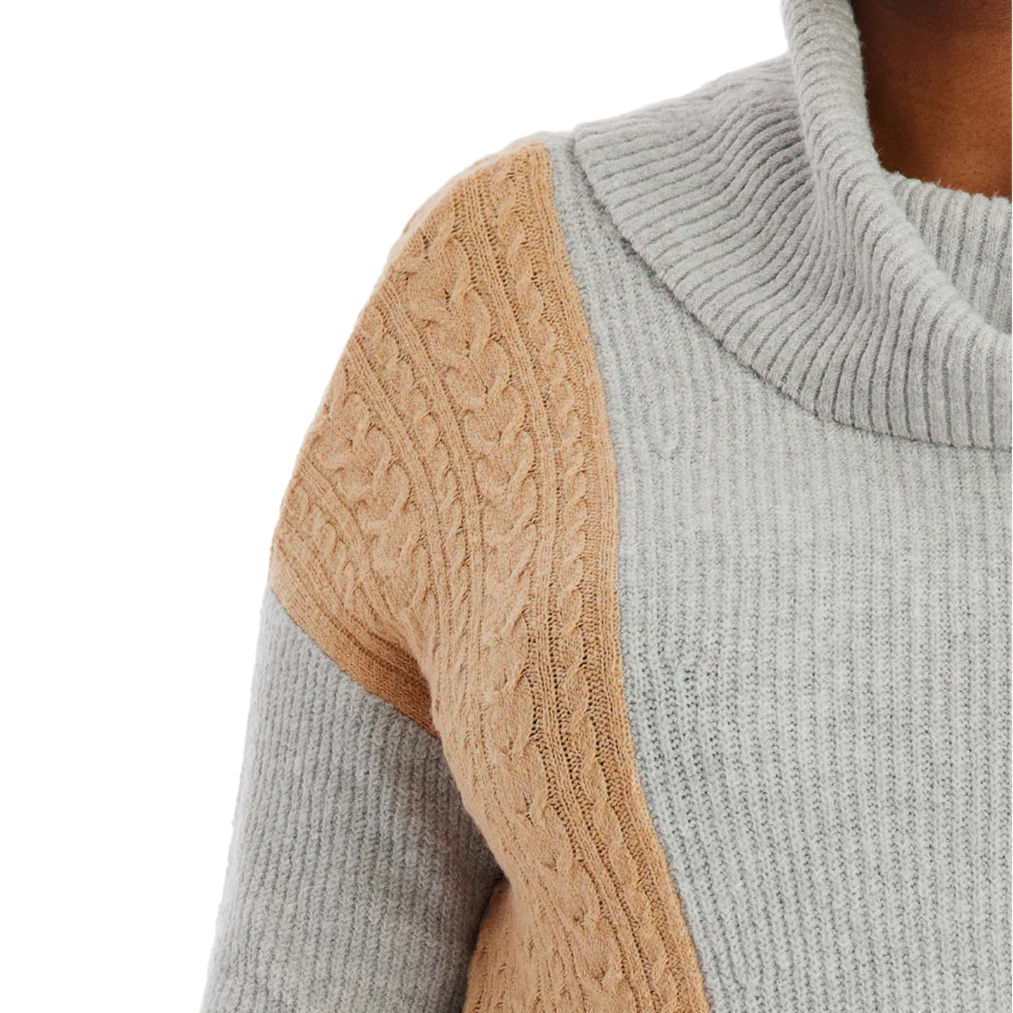 Adyson Parker Women's Plus Cozy Asymmetrical Hem Color Block Cowl Neck Soft Knit Pullover Sweater