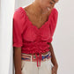 Anthropologie Pilcro V-Neck Ruffle Puff Sleeve Cinched Waist Blouse Top