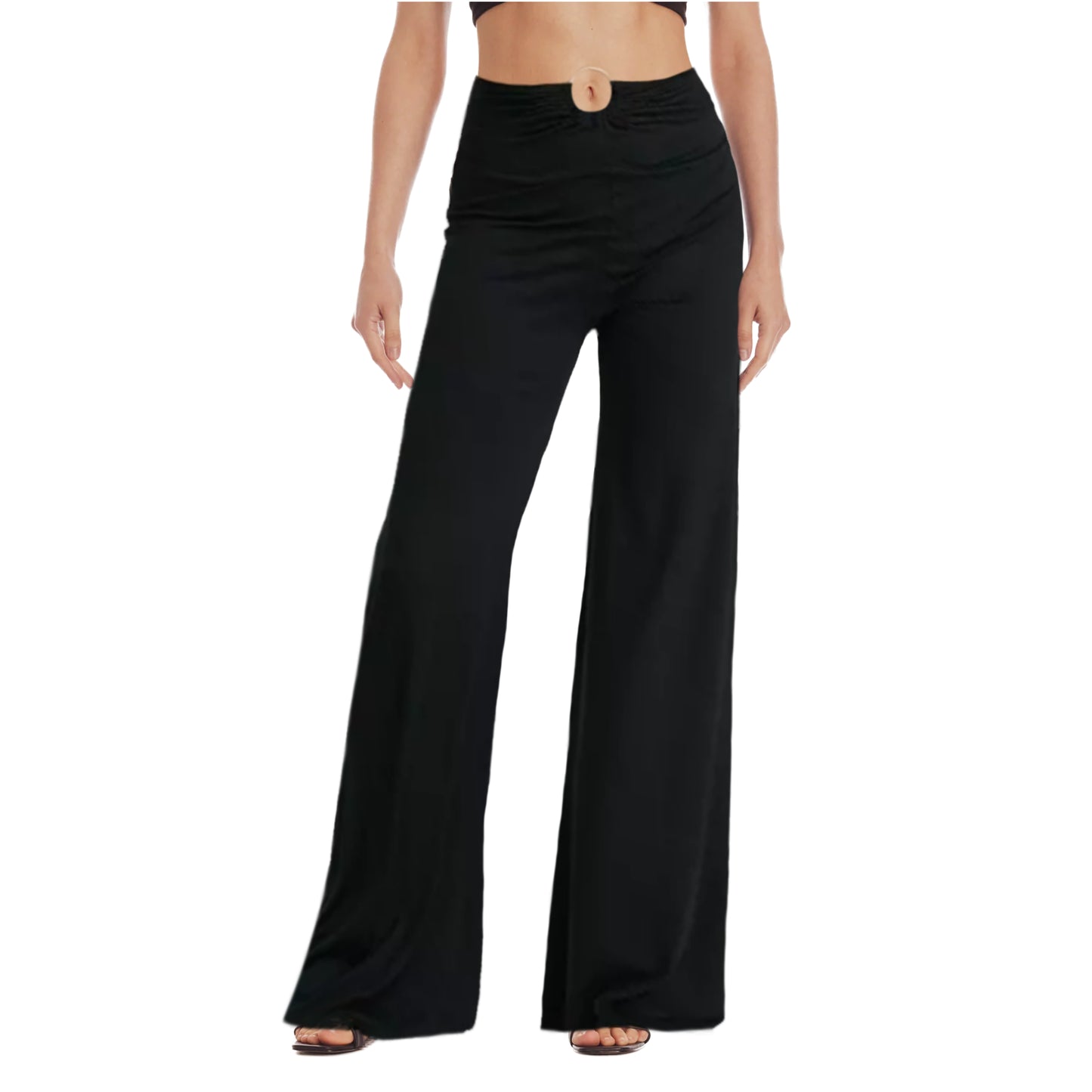 ASOS Luxe Ring Detail High Rise Wide Leg Flare Pants