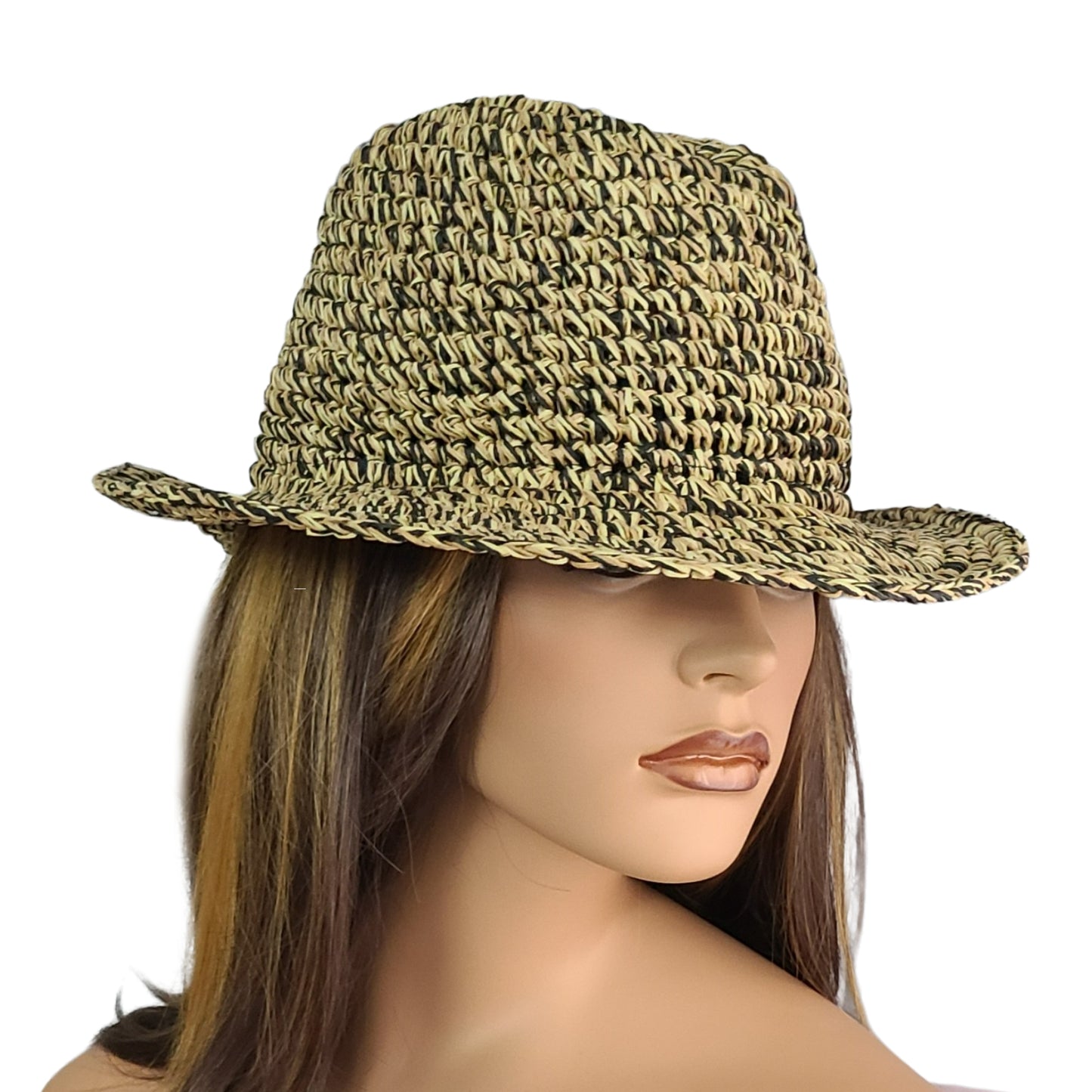 ASOS DESIGN Mixed Woven Straw Fedora Hat
