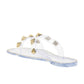 Bamboo Women's Stud Embellished Jelly Flat Slides Sandals