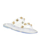 Bamboo Women's Stud Embellished Jelly Flat Slides Sandals