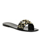 Bamboo Women's Stud Embellished Jelly Flat Slides Sandals